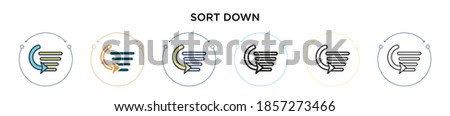 Sort down icon in filled, thin line, outline and stroke style. Vector illustration of two colored and black sort down vector icons designs can be used for mobile, ui, web