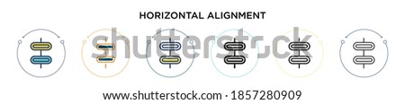 Horizontal alignment icon in filled, thin line, outline and stroke style. Vector illustration of two colored and black horizontal alignment vector icons designs can be used for mobile, ui, web