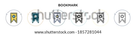 Bookmark icon in filled, thin line, outline and stroke style. Vector illustration of two colored and black bookmark vector icons designs can be used for mobile, ui, web