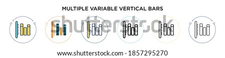 Multiple variable vertical bars icon in filled, thin line, outline and stroke style. Vector illustration of two colored and black multiple variable vertical bars vector icons designs can be used for 