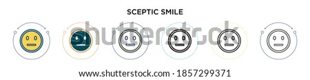 Sceptic smile icon in filled, thin line, outline and stroke style. Vector illustration of two colored and black sceptic smile vector icons designs can be used for mobile, ui, web