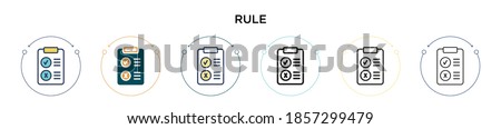 Rule icon in filled, thin line, outline and stroke style. Vector illustration of two colored and black rule vector icons designs can be used for mobile, ui, web