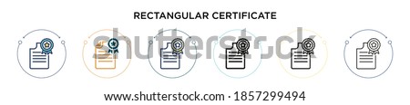 Rectangular certificate icon in filled, thin line, outline and stroke style. Vector illustration of two colored and black rectangular certificate vector icons designs can be used for mobile, ui, web