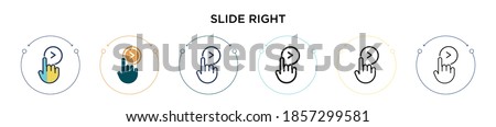 Slide right icon in filled, thin line, outline and stroke style. Vector illustration of two colored and black slide right vector icons designs can be used for mobile, ui, web