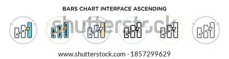 Bars chart interface ascending icon in filled, thin line, outline and stroke style. Vector illustration of two colored and black bars chart interface ascending vector icons designs can be used for 