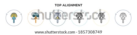 Top alignment icon in filled, thin line, outline and stroke style. Vector illustration of two colored and black top alignment vector icons designs can be used for mobile, ui, web