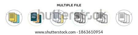 Multiple file icon in filled, thin line, outline and stroke style. Vector illustration of two colored and black multiple file vector icons designs can be used for mobile, ui, web