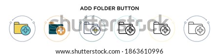 Add folder button icon in filled, thin line, outline and stroke style. Vector illustration of two colored and black add folder button vector icons designs can be used for mobile, ui, web