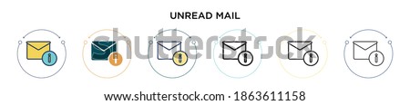 Unread mail icon in filled, thin line, outline and stroke style. Vector illustration of two colored and black unread mail vector icons designs can be used for mobile, ui, web