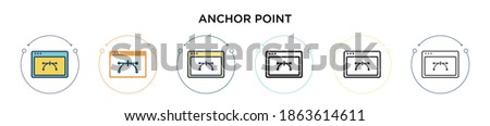 Anchor point icon in filled, thin line, outline and stroke style. Vector illustration of two colored and black anchor point vector icons designs can be used for mobile, ui, web