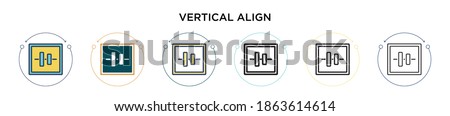 Vertical align icon in filled, thin line, outline and stroke style. Vector illustration of two colored and black vertical align vector icons designs can be used for mobile, ui, web