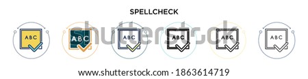 Spellcheck icon in filled, thin line, outline and stroke style. Vector illustration of two colored and black spellcheck vector icons designs can be used for mobile, ui, web
