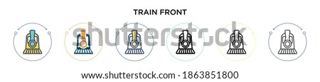Train front icon in filled, thin line, outline and stroke style. Vector illustration of two colored and black train front vector icons designs can be used for mobile, ui, web