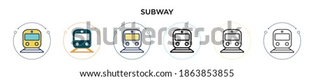 Subway icon in filled, thin line, outline and stroke style. Vector illustration of two colored and black subway vector icons designs can be used for mobile, ui, web