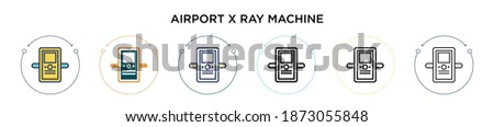 Airport x ray machine icon in filled, thin line, outline and stroke style. Vector illustration of two colored and black airport x ray machine vector icons designs can be used for mobile, ui, web
