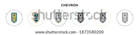 Chevron icon in filled, thin line, outline and stroke style. Vector illustration of two colored and black chevron vector icons designs can be used for mobile, ui, web