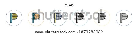 Flag icon in filled, thin line, outline and stroke style. Vector illustration of two colored and black flag vector icons designs can be used for mobile, ui, web
