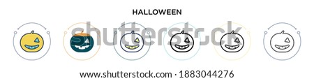 Halloween icon in filled, thin line, outline and stroke style. Vector illustration of two colored and black halloween vector icons designs can be used for mobile, ui, web