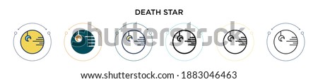 Death star icon in filled, thin line, outline and stroke style. Vector illustration of two colored and black death star vector icons designs can be used for mobile, ui, web