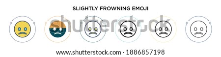 Slightly frowning emoji icon in filled, thin line, outline and stroke style. Vector illustration of two colored and black slightly frowning emoji vector icons designs can be used for mobile, ui, web
