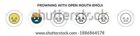 Frowning with open mouth emoji icon in filled, thin line, outline and stroke style. Vector illustration of two colored and black frowning with open mouth emoji vector icons designs can be used for 