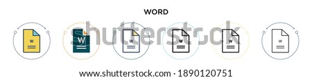 Word icon in filled, thin line, outline and stroke style. Vector illustration of two colored and black word vector icons designs can be used for mobile, ui, web