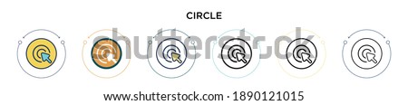 Circle icon in filled, thin line, outline and stroke style. Vector illustration of two colored and black circle vector icons designs can be used for mobile, ui, web