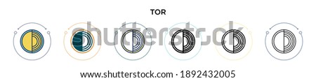 Tor icon in filled, thin line, outline and stroke style. Vector illustration of two colored and black tor vector icons designs can be used for mobile, ui, web
