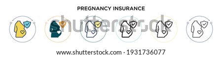 Pregnancy insurance icon in filled, thin line, outline and stroke style. Vector illustration of two colored and black pregnancy insurance vector icons designs can be used for mobile, ui, web
