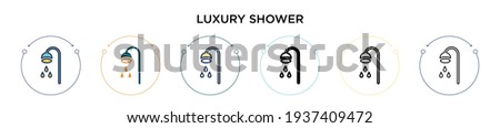 Luxury shower icon in filled, thin line, outline and stroke style. Vector illustration of two colored and black luxury shower vector icons designs can be used for mobile, ui, web