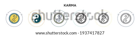 Karma icon in filled, thin line, outline and stroke style. Vector illustration of two colored and black karma vector icons designs can be used for mobile, ui, web