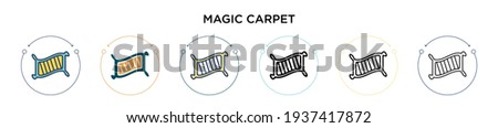 Magic carpet icon in filled, thin line, outline and stroke style. Vector illustration of two colored and black magic carpet vector icons designs can be used for mobile, ui, web