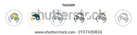 Taoism icon in filled, thin line, outline and stroke style. Vector illustration of two colored and black taoism vector icons designs can be used for mobile, ui, web