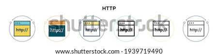 Http icon in filled, thin line, outline and stroke style. Vector illustration of two colored and black http vector icons designs can be used for mobile, ui, web