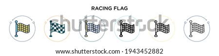 Racing flag icon in filled, thin line, outline and stroke style. Vector illustration of two colored and black racing flag vector icons designs can be used for mobile, ui, web