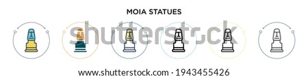 Moia statues icon in filled, thin line, outline and stroke style. Vector illustration of two colored and black moia statues vector icons designs can be used for mobile, ui, web