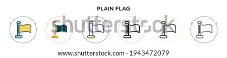Plain flag icon in filled, thin line, outline and stroke style. Vector illustration of two colored and black plain flag vector icons designs can be used for mobile, ui, web