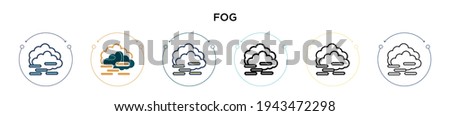Fog icon in filled, thin line, outline and stroke style. Vector illustration of two colored and black fog vector icons designs can be used for mobile, ui, web