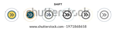 Shift icon in filled, thin line, outline and stroke style. Vector illustration of two colored and black shift vector icons designs can be used for mobile, ui, web
