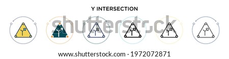 Y intersection sign icon in filled, thin line, outline and stroke style. Vector illustration of two colored and black y intersection sign vector icons designs can be used for mobile, ui, web