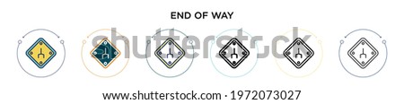 End of way sign icon in filled, thin line, outline and stroke style. Vector illustration of two colored and black end of way sign vector icons designs can be used for mobile, ui, web