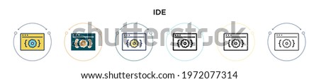 Ide icon in filled, thin line, outline and stroke style. Vector illustration of two colored and black ide vector icons designs can be used for mobile, ui, web Сток-фото © 