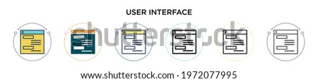User interface icon in filled, thin line, outline and stroke style. Vector illustration of two colored and black user interface vector icons designs can be used for mobile, ui, web
