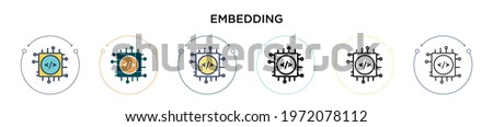 Embedding icon in filled, thin line, outline and stroke style. Vector illustration of two colored and black embedding vector icons designs can be used for mobile, ui, web Stockfoto © 