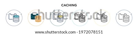 Caching icon in filled, thin line, outline and stroke style. Vector illustration of two colored and black caching vector icons designs can be used for mobile, ui, web