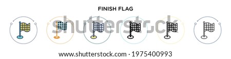Finish flag icon in filled, thin line, outline and stroke style. Vector illustration of two colored and black finish flag vector icons designs can be used for mobile, ui, web
