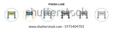 Finish line icon in filled, thin line, outline and stroke style. Vector illustration of two colored and black finish line vector icons designs can be used for mobile, ui, web