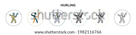 Hurling icon in filled, thin line, outline and stroke style. Vector illustration of two colored and black hurling vector icons designs can be used for mobile, ui, web
