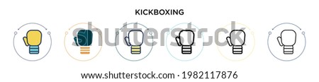 Kickboxing icon in filled, thin line, outline and stroke style. Vector illustration of two colored and black kickboxing vector icons designs can be used for mobile, ui, web