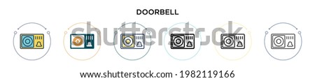 Doorbell icon in filled, thin line, outline and stroke style. Vector illustration of two colored and black doorbell vector icons designs can be used for mobile, ui, web